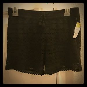 Black Shorts With Black Lace Covering